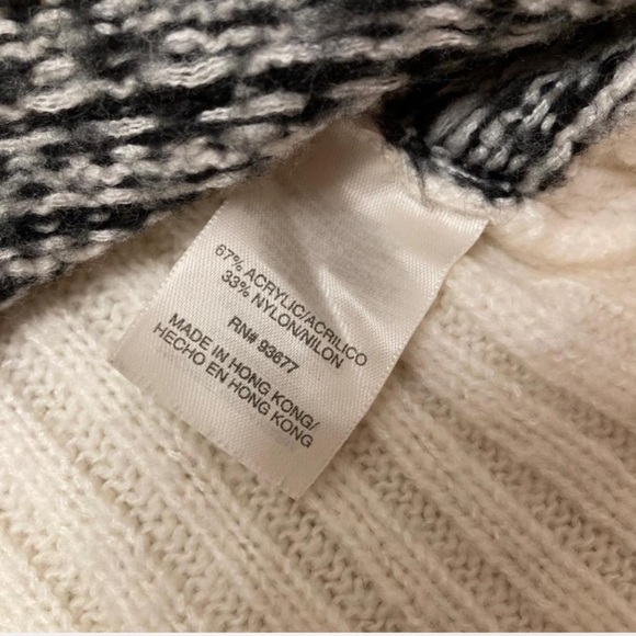 Vintage St. John's Bay Fair Isle Zip Up Sweater, Black & White, Fall, Women’s XL - Picture 4 of 8